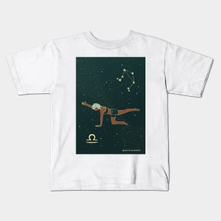 Libra Zodiac Yoga Girl Kids T-Shirt